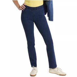 Betabrand Straight Leg Jeans Pant Stretch, Dark Indigo, Size L